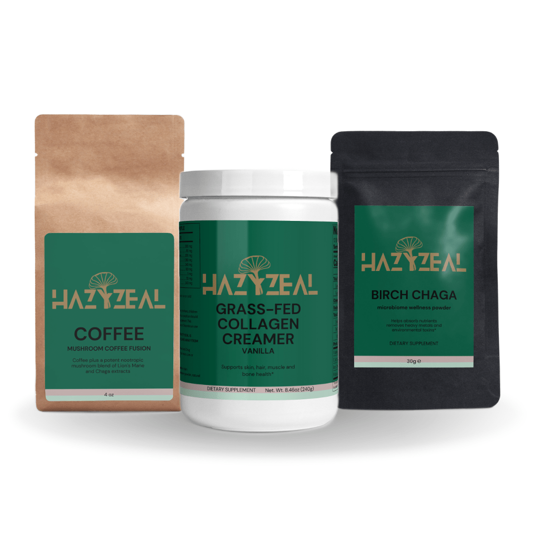 Bundle of 3 (4oz Mushroom Coffee + Creamer + Wellness Powder) - HAZYZEAL